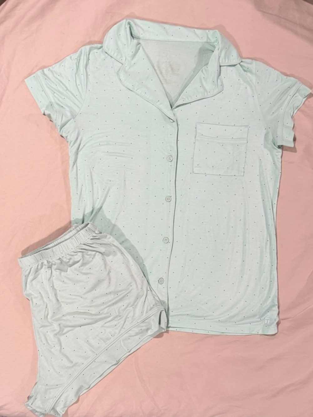 Tommy John Mint Short Sleeve Button Pajama Set